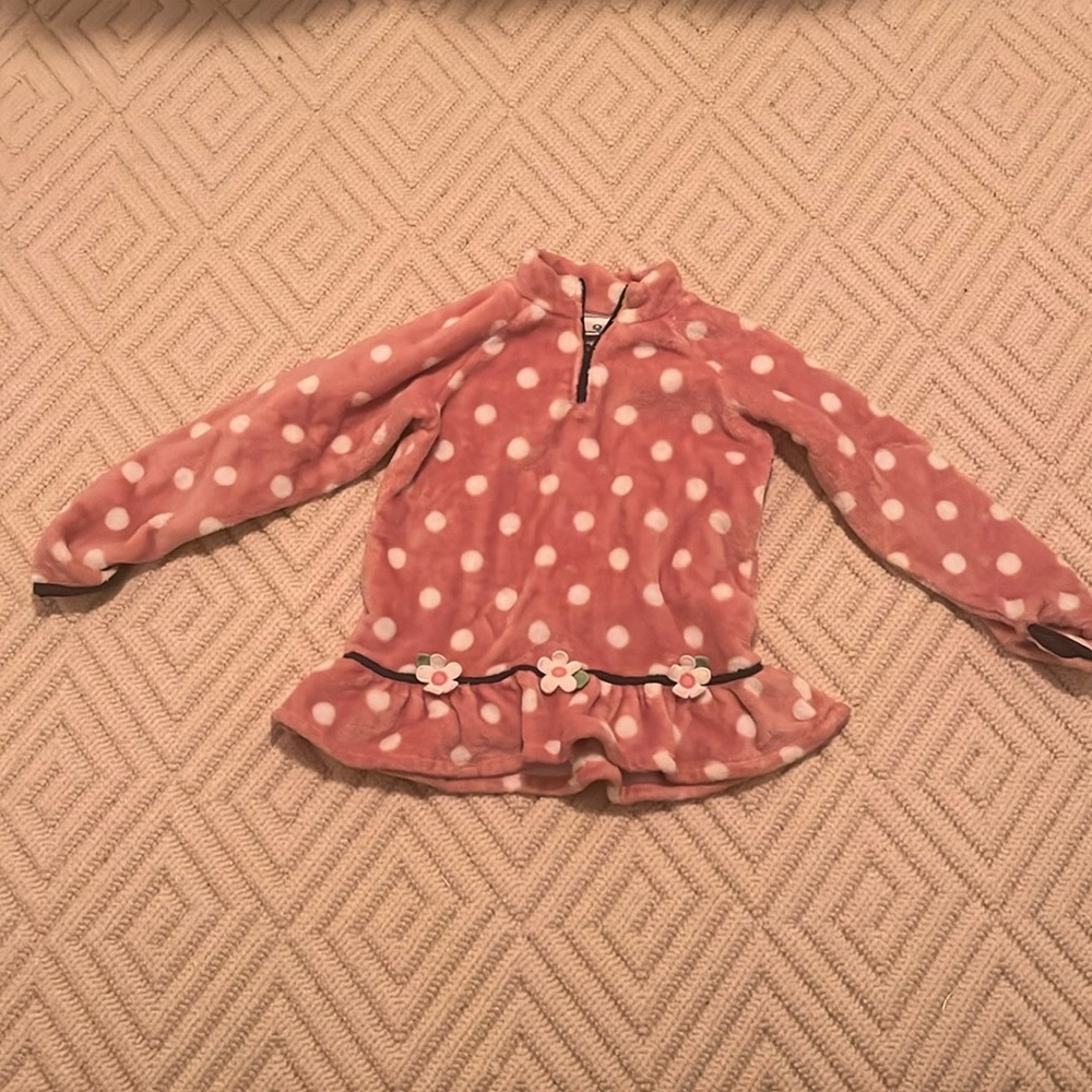 Florence Eiseman Girls Fleece Quarter Zip Peplum Top